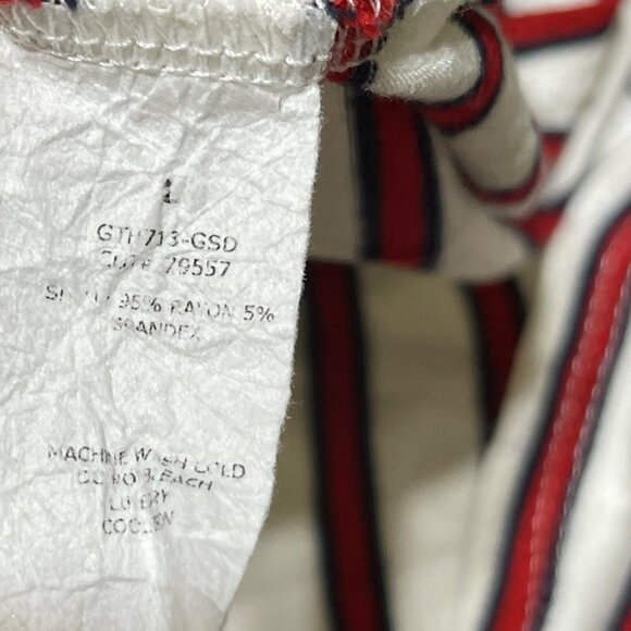 Green Envelope Ruffle Sleeve T-Shirt Red White Blue Size L Large - Picture 6 of 6